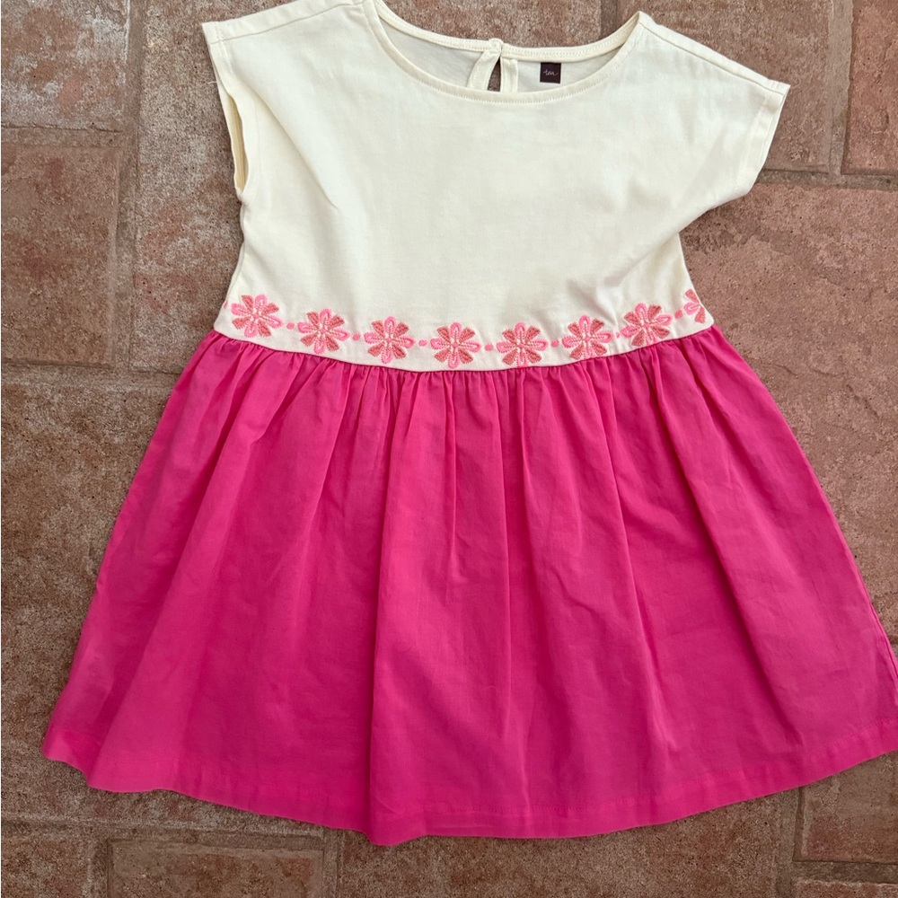 NWOT Tea Collection Pink and Cream Embroidered Dress